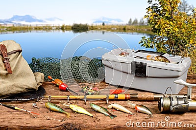 Fishing equipment Stock Photo