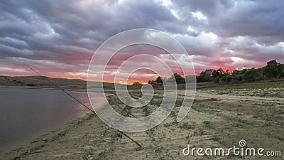 Fishing in the fall of Jrebchevo dam near the town Panicherevo. Bulgaria Stock Photo