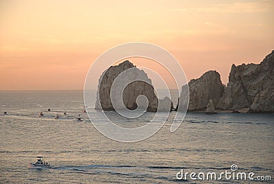 Fishing fleet heading out in Cabo San Lucas Stock Photo