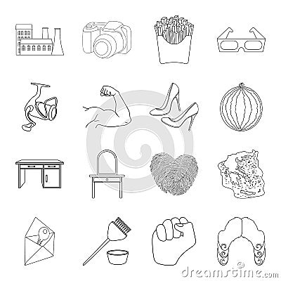 Fishing, furniture, fitness and other web icon in outline style.sports, computer, history icons in set collection. Vector Illustration