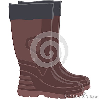 Fishing gum boots vector icon isolated on white Vector Illustration