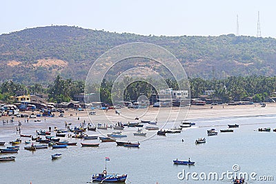 Fishing Harbor at Harnai, Dapoli, India - Port, Beach, and Hillock... Stock Photo