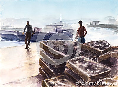 Fishing harbour Stock Photo