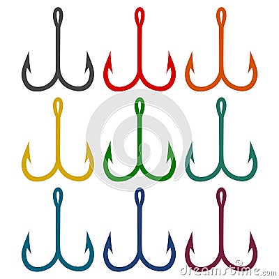 Fishing Hook, Barbed fish hook vector icons set Vector Illustration