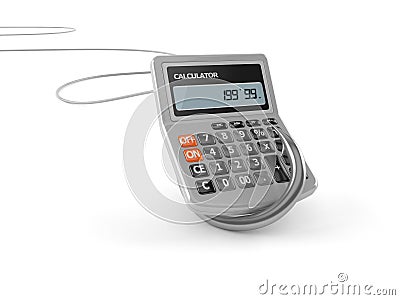 Fishing hook with calculator Stock Photo