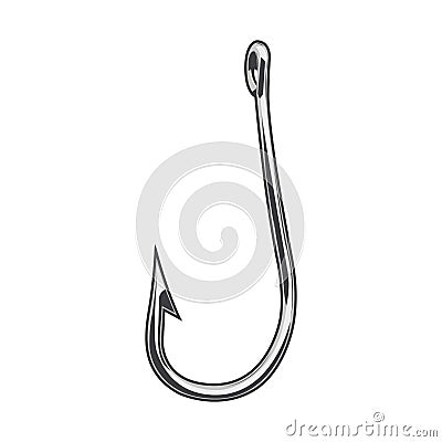 Fishing hook isolated on a white background. Color line art. Modern design. Vector Illustration