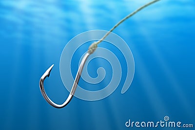 Fishing hook in the sea Stock Photo