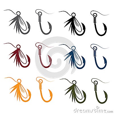 fishing hooks and lures Vector Illustration