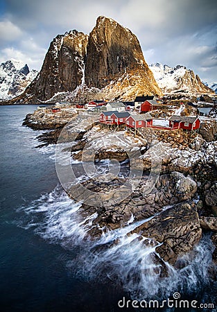 Fishing hut in Reine, Lofoten islands Stock Photo