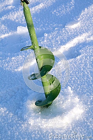 Fishing ice auger Stock Photo