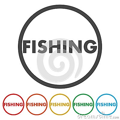 Fishing icon, button Vector Illustration