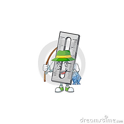 Fishing icon rullers cartoon character with mascot Vector Illustration