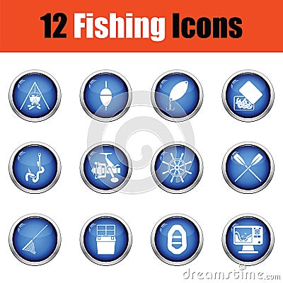 Fishing icon set. Vector Illustration