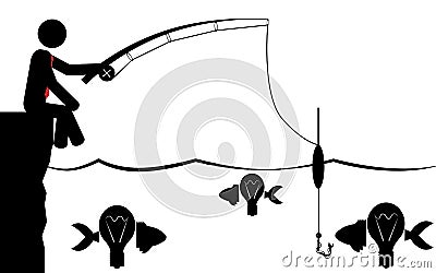 Fishing for ideas Cartoon Illustration