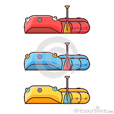 Fishing Inflatable Rafting Boat Icon Vector Illustration