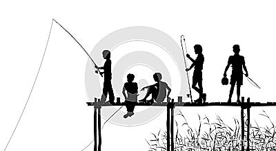 Fishing jetty Vector Illustration