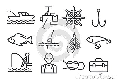 Fishing Line Icons Vector Illustration