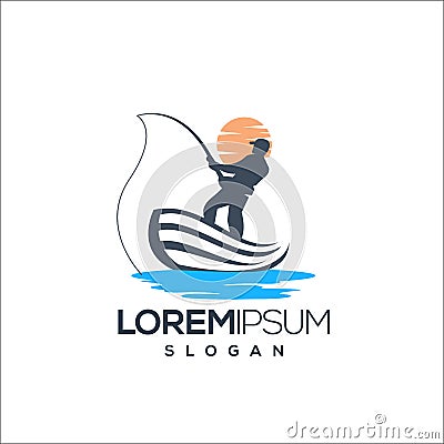 Fishing logo design,vector,illustration ready to use Cartoon Illustration