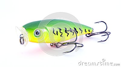 Fishing lure green yellow Stock Photo