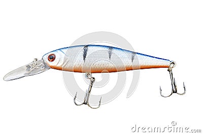 Fishing lure isolated on white. Wobbler in three color. Green and black colors Stock Photo