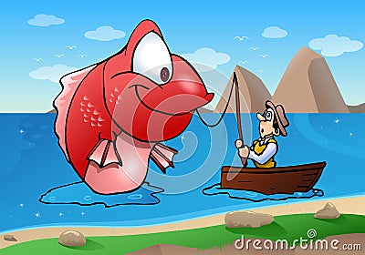 fishing monster fish Cartoon Illustration