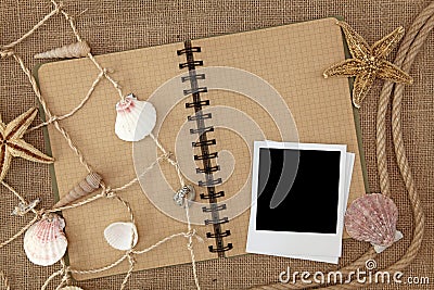 Fishing net and exercise book Stock Photo