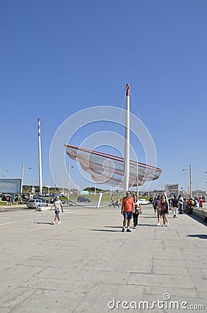 Fishing net Sculpture in promenade Editorial Stock Photo