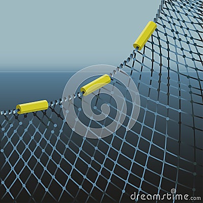 Fishing net on sea background Vector Illustration