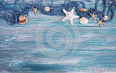 Fishing net with starfish Stock Photo