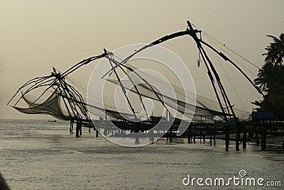 Fishing nets of Kerala India Stock Photo