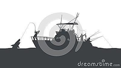 Fishing in ocean Vector Illustration