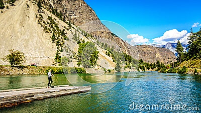Fishing at the outlet of Seton Lake Editorial Stock Photo