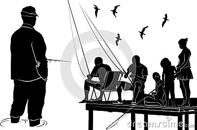 Fishing. people on fishing Vector Illustration