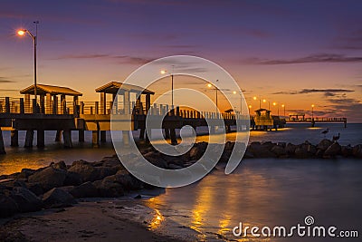 Fishing Pier at Twilight - St. Petersburg, Florida Stock Photo