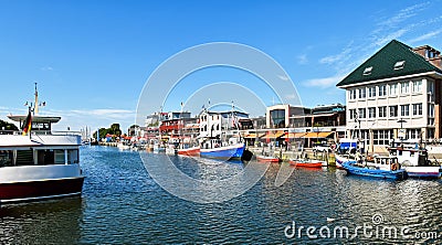 Fishing port Alter Strom in WarnemÃ¼nde Germany Editorial Stock Photo