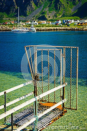 Fishing port in Bleik village, Andoya island Stock Photo