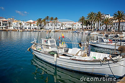 Fishing port of Fornells in Menorca, Balearic islands Spain Stock Photo