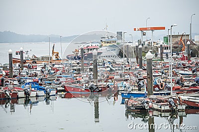 Fishing port in Illa de Arousa Spain Editorial Stock Photo