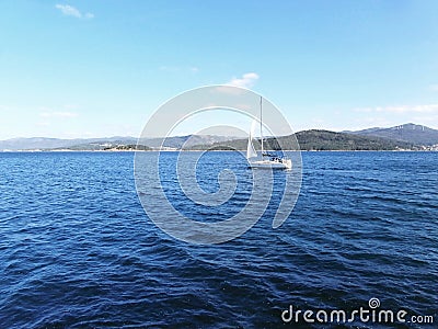 Fishing port and marina in the estuary. In Galicia Northwest Spain Stock Photo
