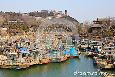 Fishing port of Penglai ï¼ŒChina Editorial Stock Photo