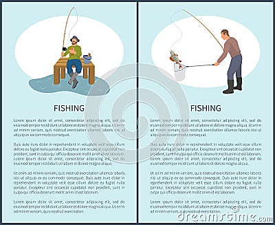 Fishing Posters Set and Titles Vector Illustration Vector Illustration