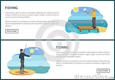 Fishing Posters Set and Text Vector Illustration Vector Illustration