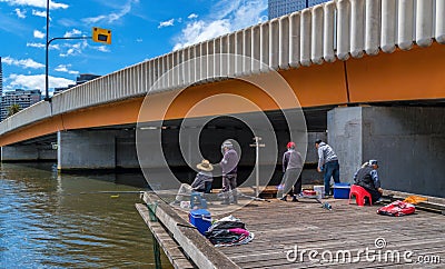 Fishing on the river Yarra Editorial Stock Photo