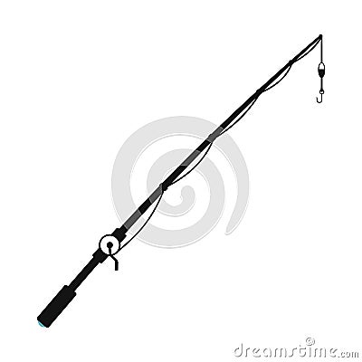 Fishing rod black simple icon Vector Illustration