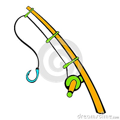 Fishing rod icon, icon cartoon Vector Illustration