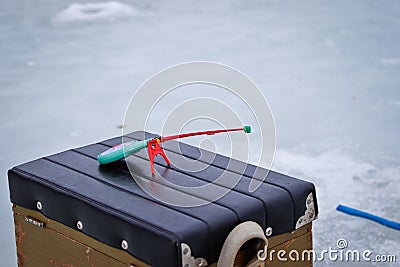 Fishing rod for winter fishing Stock Photo