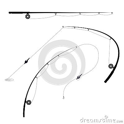 Fishing rods with spool and hook Vector Illustration