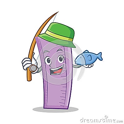 Fishing ruler character cartoon design Vector Illustration