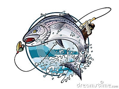 Fishing Salmon Vector Illustration