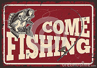 Fishing season vintage horizontal template Vector Illustration